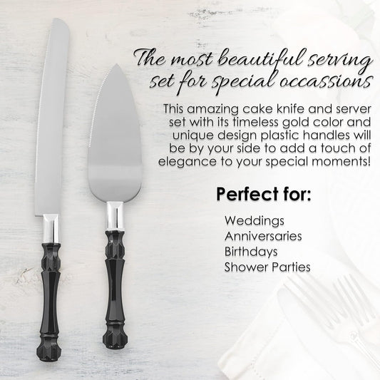 Homi styles Wedding Cake knife and Server Set | Elegant Rose Gold Color Premium 420 Stainless Steel plated Blades | Cake & Pie Serving Set for Wedding Cake, Birthdays, Anniversaries, Parties