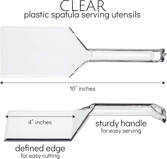 Plasticpro Disposable Plastic Serving Spatula Durable Heavy Duty Premium Serving Utensils Clear Pack of 4