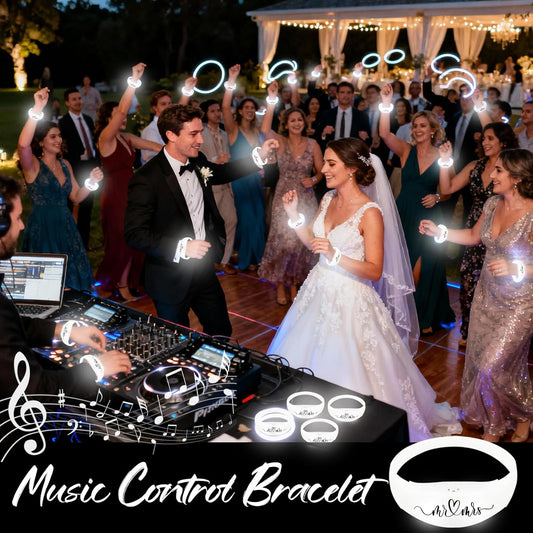 24 Pcs Wedding Sound Activated LED Glow Bracelets Light Up Bracelets for Adults Glow in the Dark Bracelets Neon Supplies for Concert