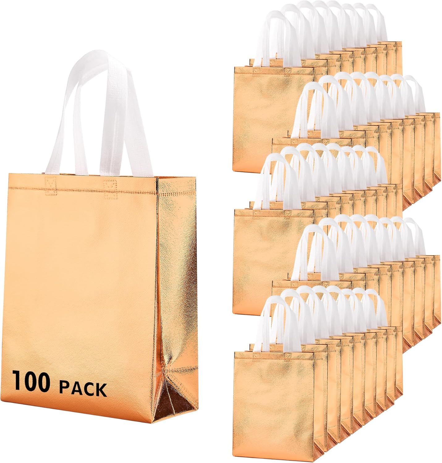 RACETOP 15 Pcs Iridescent Glossy Gift Bags Medium Size, 8x4x10 Inch Holographic Reusable Gift Bags with Handles, Ideal for Birthday, Wedding, Bachelorette, Party Favors, Holiday Goodie