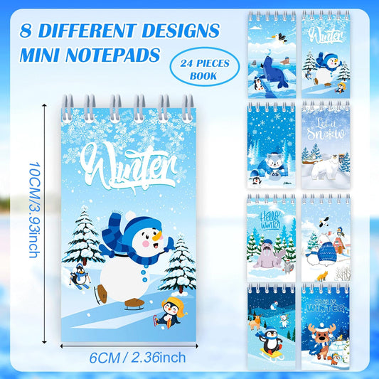 24 Pcs Winter Mini Notebook Winter Polar Animals Polar Bear Penguin Winter Party Favors Polar Animals Spiral Pocket Notebook Winter Holiday Birthday Party Goodie Bag Gift Stuffer