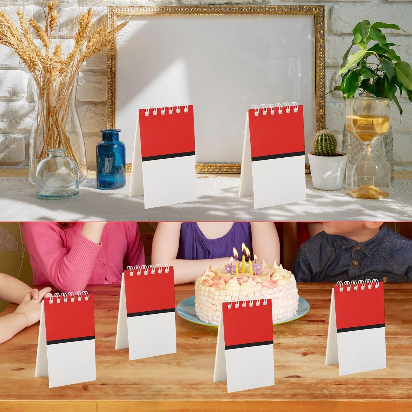 24pcs Mini Spiral Notebooks, Red White Cartoon Pocket Notepads Anime Game Theme Party Supplies for Boys Girls Classroom Rewards Birthday Gifts & Goodie Bag Stuffers