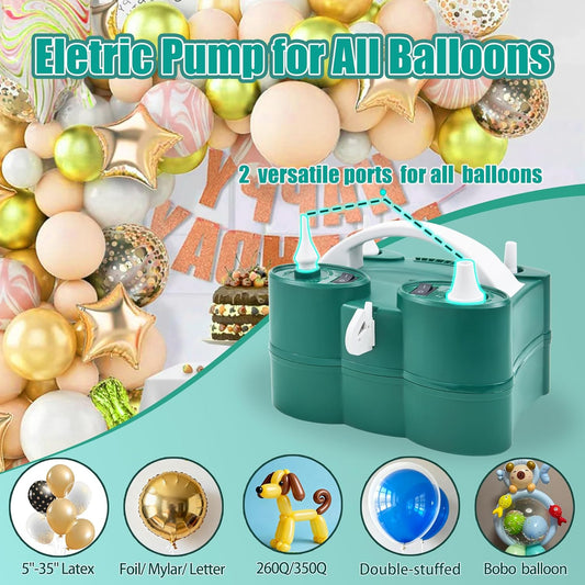 PCFING Balloon Pump Electric, Portable 3-in-1 Air Pump Inflator Blower Machine for Latex 260q Foil All Balloons & Quick-Fill Inflation and Deflation for Air Mattress, Inflatables Pool, Airbeds, Floats