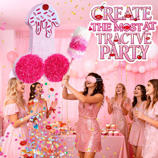 27" Pink Butterfly Pinata for Girls Birthday, Dreamy Floral Party Supplies with Stick, Blindfold & Confetti - Sturdy Paper Mache Centerpiece for Baby Shower, Princess Garden Theme & Fairy Tale Decor