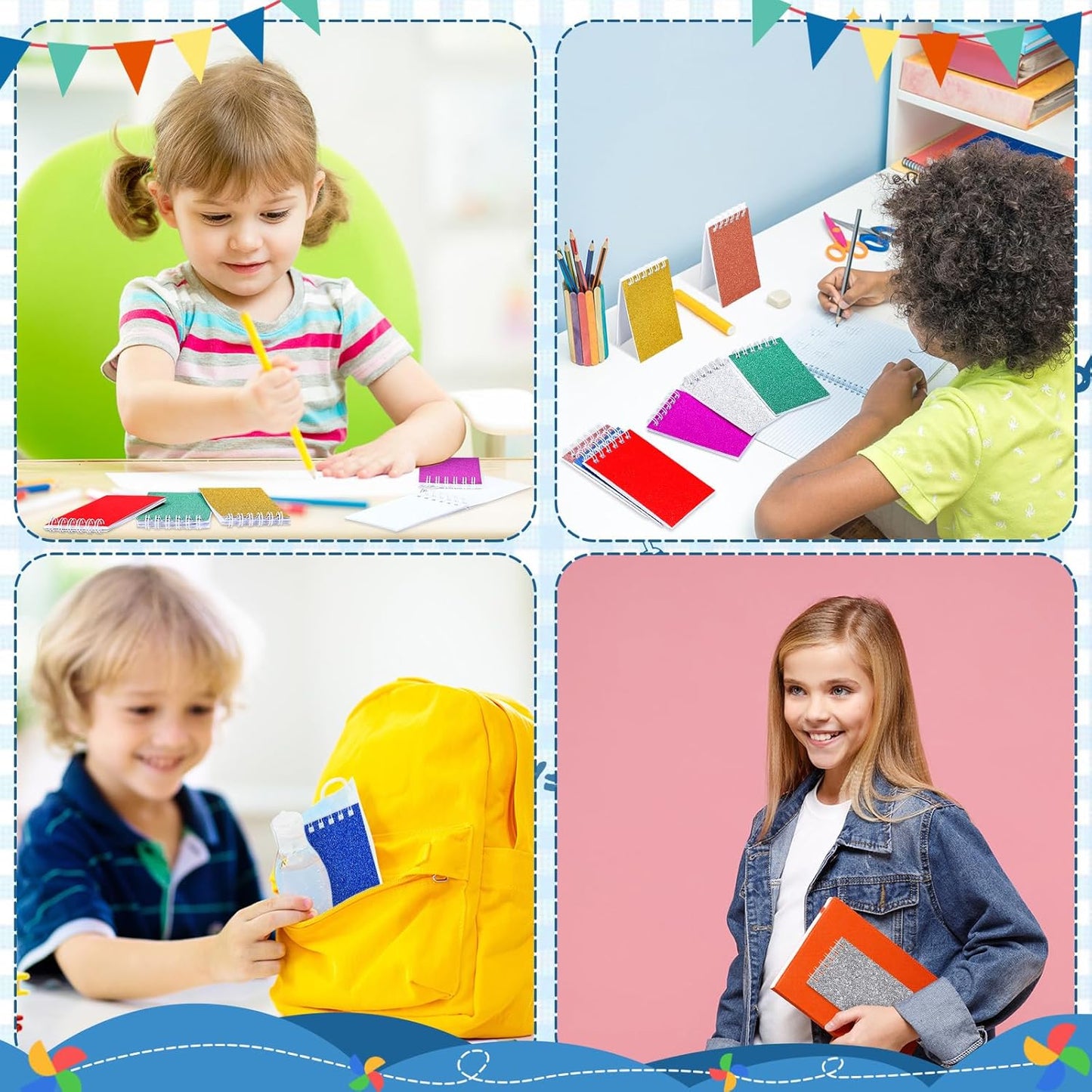 Seajan 24 Pcs Glitter Mini Spiral Notepads for Kids Party Favors Small Prism Notebooks 3.9 x 2.4 Inch Colorful Flash Memo Pads for Girls and Boys Birthday Gift Classroom Rewards 20 Pages Each