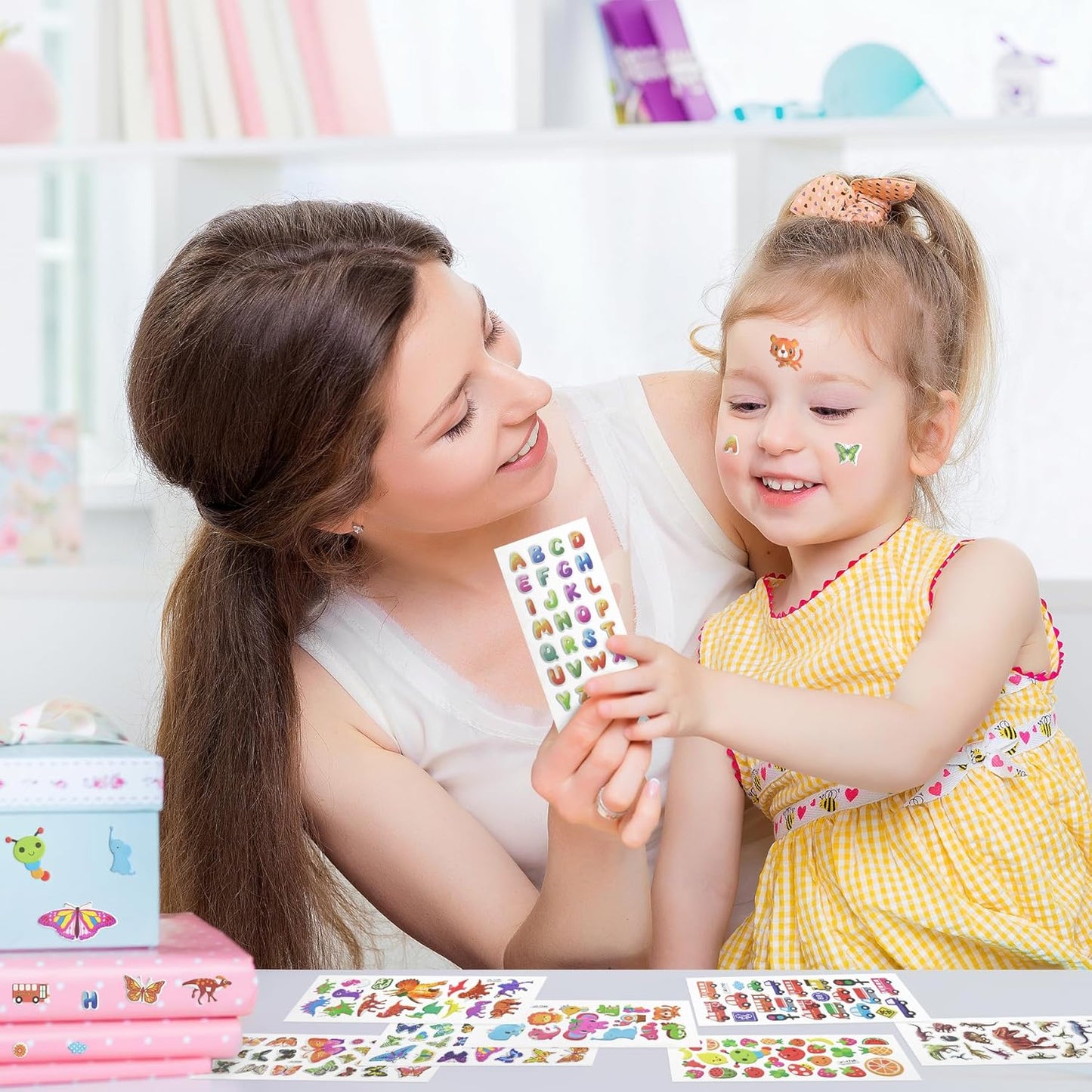 3D Stickers for Kids & Toddlers 24 Sheets 550+ Puffy Stickers Variety Pack with Animals, Numbers, Fruits, Fish, Dinosaurs, Cars & More for Scrapbooking, Bullet Journals & Crafts
