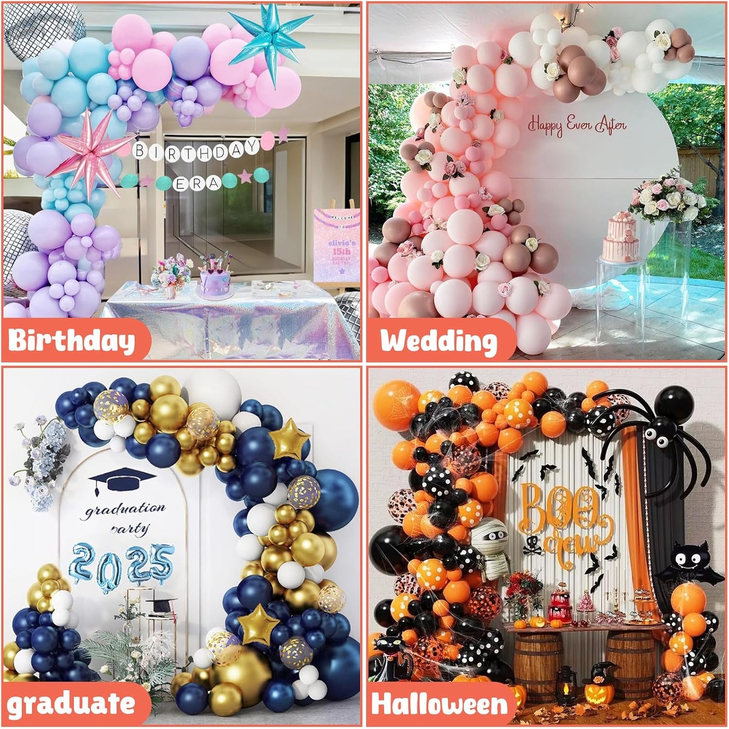 AerWo Balloon Arch Kit with Balloon Pump Electric, 8.2FT & 5FT Half Balloon Arch Stand with Base, Free Bending Balloon Stand Kit for Wedding Birthday Party Baby Shower Graduation Decorations