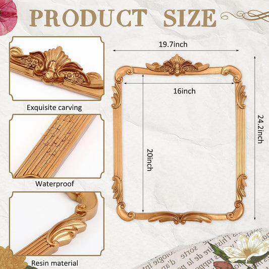 24 x 20 Inch Resin Gold Photo Booth Frame Prop Selfie for 2 People Vintage Baroque Ornate Picture Frame Collage for Graduation Wedding Bridal Friend Party Accessories Supplies or Home Wall Decor