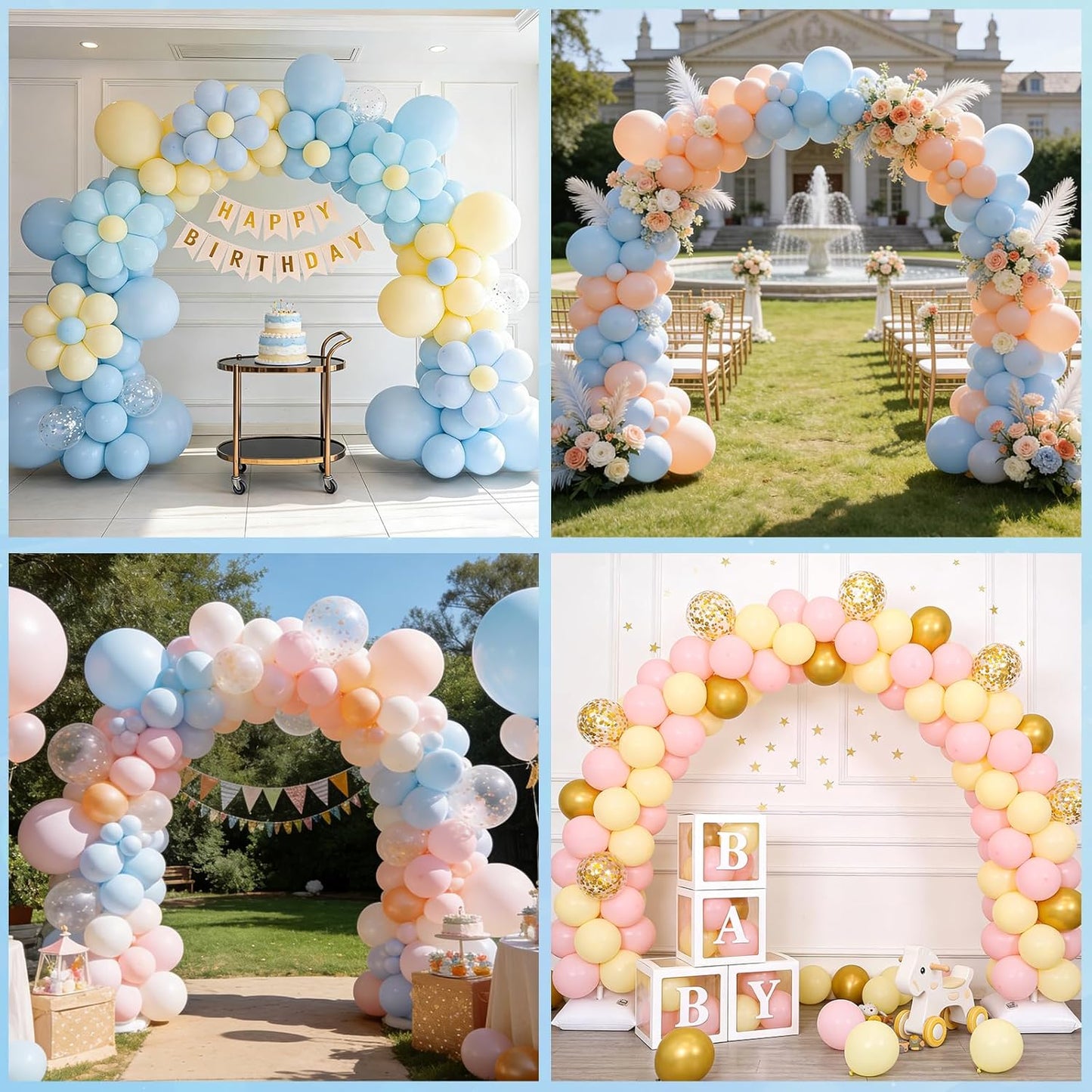 AXHJ Balloon Arch Kit, 7.4FT High&10FT Wide Adjustable Glass Fiber Balloon Arch Stand Frame with Bases and Water Bag DIY Party Wedding Birthday Baby Shower Decorations, Black