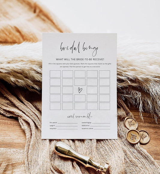 GardenCity Bridal Shower Bingo, Bridal Shower Game for 50 Guests, 50 Cards, Minimalist