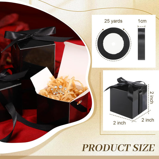MotiMind 48 Pcs Wedding Gift Boxes with Ribbon Small Party Favor Boxes with Lids Mini Treat Candy Container for Easter Party Birthday and More(White,2 Inch)
