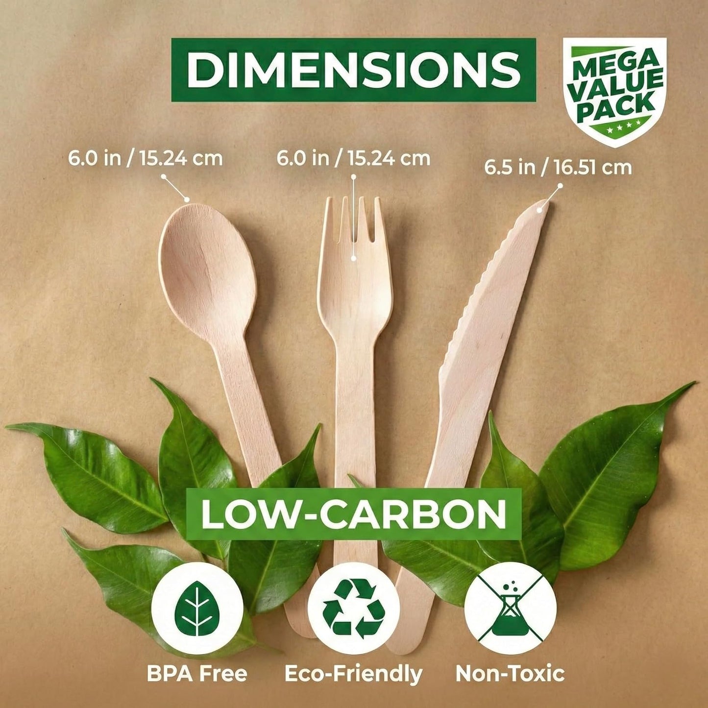 700 PCS Wooden Cutlery Set - 100% Compostable Silverware (300 Forks, 200 Spoons, 200 Knives) - Eco-Friendly Wooden Utensil Set & Disposable Party Utensils, Alternative to Bamboo Cutlery