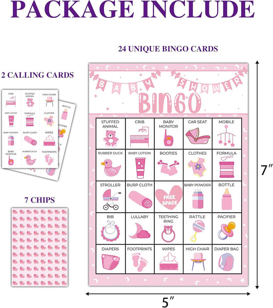 Summer Bingo Cards, Summer Party Games Bingo Cards for Birthday Party, Beach Party Favors Supplies Decorations, 24 Players Bingo Game (A01)