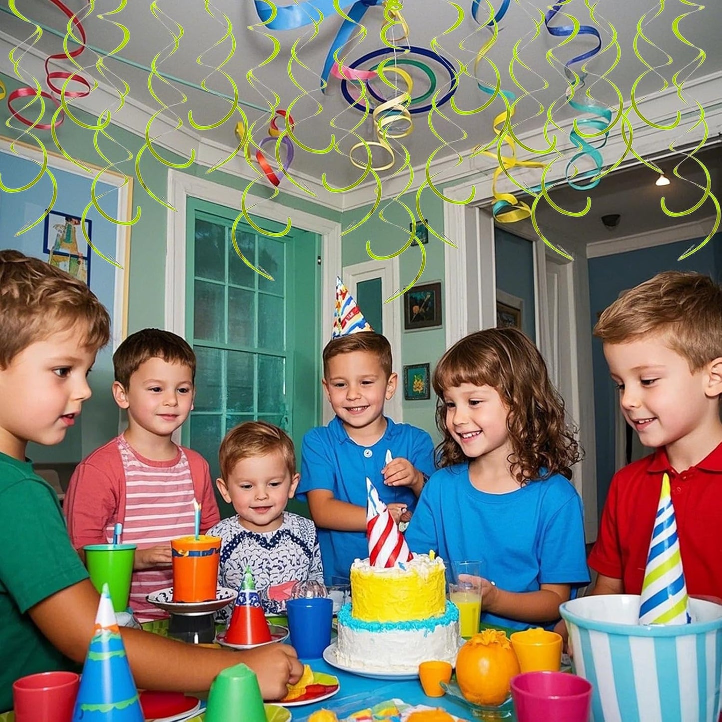 30 Pieces Hanging Swirl Party Decorations Foil Decorations Ceiling Swirl Spiral Hanging Plastic Streamer for Ceiling Birthday Graduation Wedding Celebration Baby Shower Party Supply (Black)
