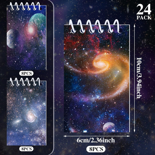 Tinlade 24 Pieces Space Party Favors Outer Space Galaxy Mini Notebooks Galaxy Party Favors Rocket Notebook Solar System Notepads Memo Planets Notepads for Office Reward Birthday Supplies