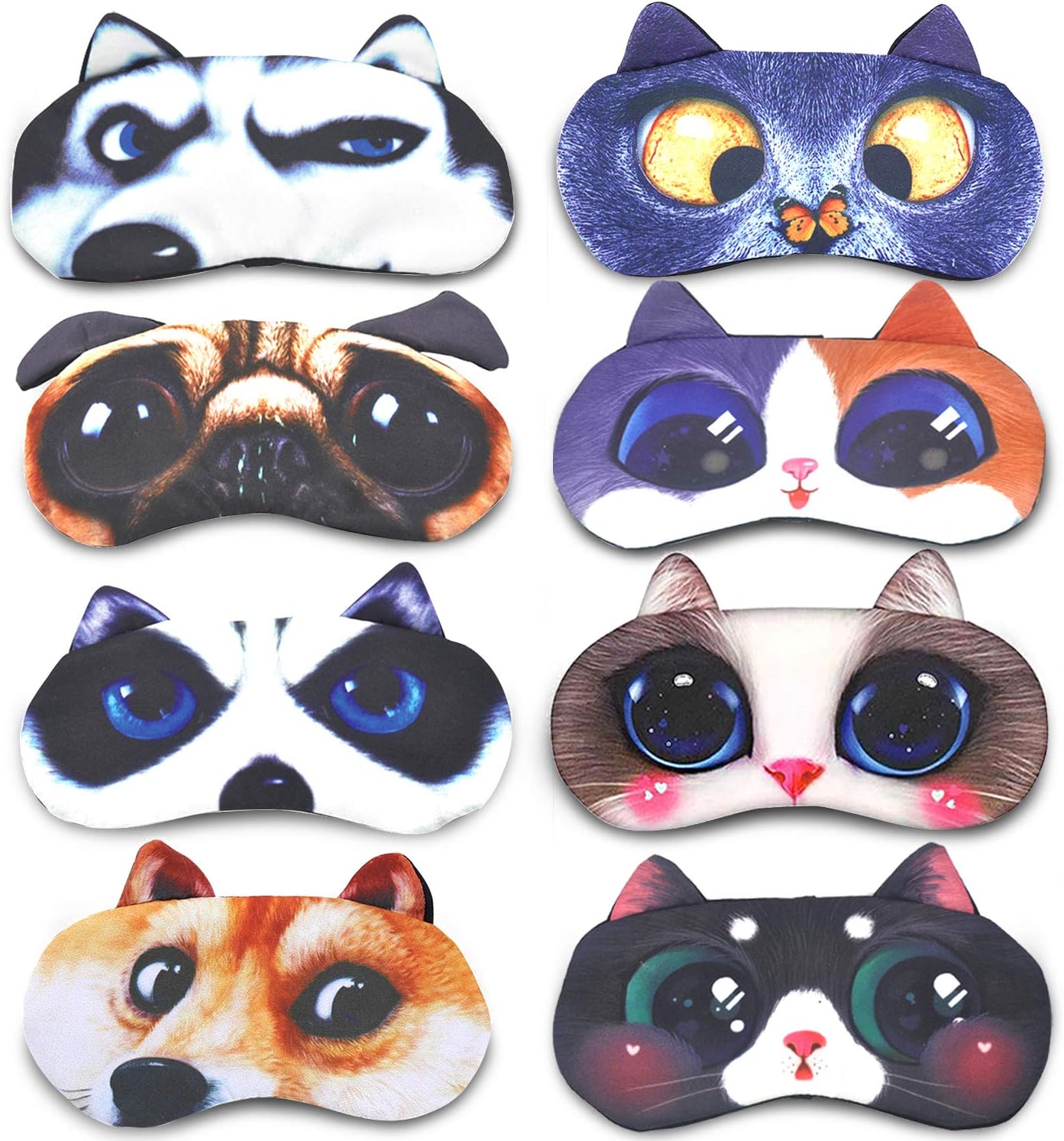 Tphon Sleep Mask for Adult Kids Boys Girls Funny Blindfolds Soft Cute Animal Sleeping Masks with Adjustable Strap for Travel Naps Shift Works Games