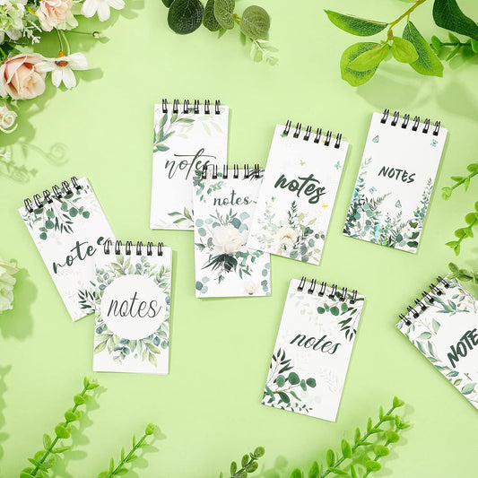 Yeaqee 24 Pcs Mini Spiral Notebooks Greenery Eucalyptus Spiral Notebook Aesthetic Cute Eucalyptus Floral Notepad Bulk Spring Party Favors Small Memo Journal for Women Gift Office Wedding Supplies