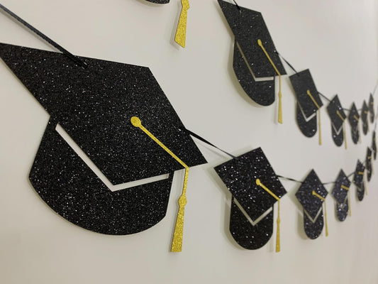Tinbax Graduation Decorations Class of 2026 Party Supplies - Graduation Grad Caps Banner (Pre-Strung)