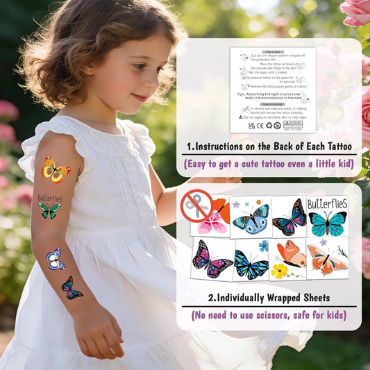 Partywind Individually Wrapped Sheets Kids Temporary Tattoos, Birthday Party Favors Supplies for Boys and Girls, Dinosaur/Mermaid/Pirate Tattoo Stickers for Goodie Bags Stuffers (50 Styles)