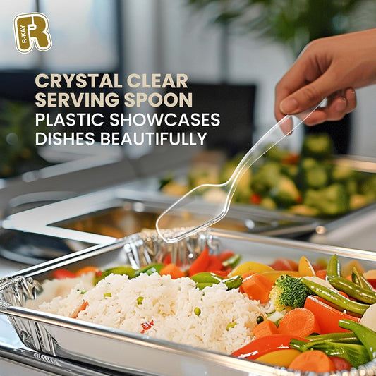 12 Pack Plastic Serving Spoons For Buffet - Clear Plastic Serving Utensils For Hot And Cold Food - Heavy Duty Disposable Serving Utensils For Parties, Holidays And Gatherings (8.5 Inch, 12, Count)