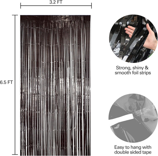 Hampton Distribution 6 Pack Silver Foil Fringe Curtains, Silver Tinsel Backdrop Party Curtains, Party Supplies for Birthday, Holidays, Parties & More
