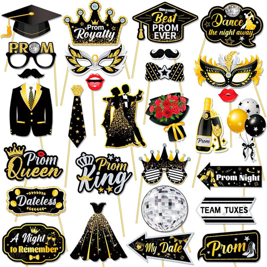 HOWAF Prom Photo Booth Props Kit- 1pcs Prom 2026 Giant Inflatable Photo Frame Selfie Frame with 29pcs Prom Night Party Props Graduation Photo Booth Props Prom Decorations 2026 Graduation Decorations