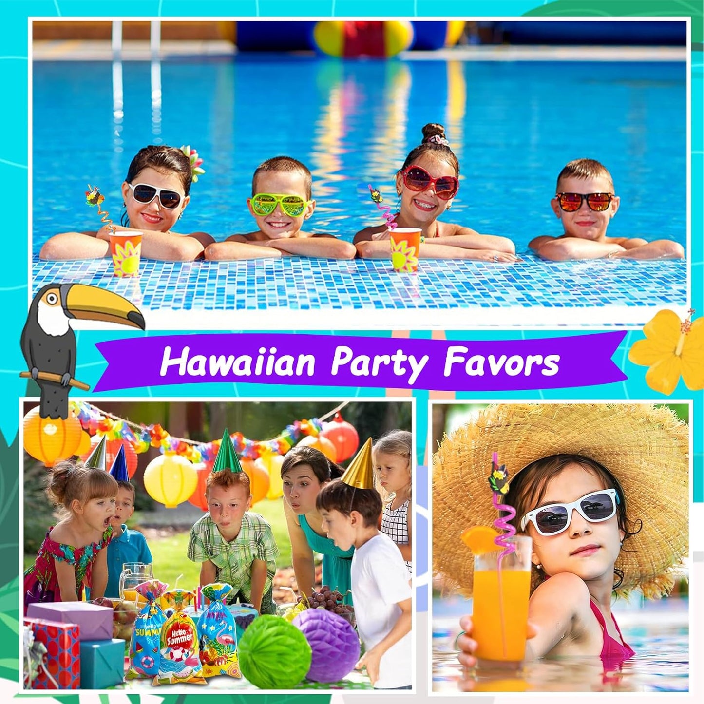 ANPHILE 12 Pack Hawaiian Luau Party Favors, Tropical Luau Party Favors Pinata Filler Goody Bag Stuffer for Summer Pool Beach Party