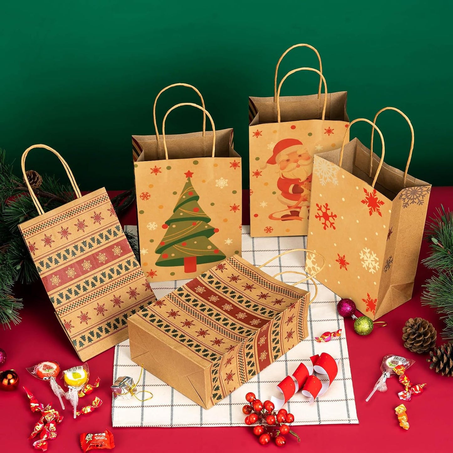 RACETOP 32 Pack Small Paper Gift Bags with Handles, 5.8"×3.2"×8.25" Kraft Paper Party Favor Bags Bulk for Kids Birthday, Baby Shower, Crafts, Wedding, Party Supplies (8 Colors)
