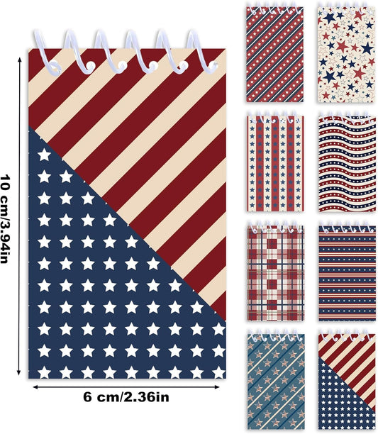 24 Pcs Vintage American Flag Mini Pocket Notebooks 2.36 x 3.94 Inch Vintage American Flag Pattern Small Notepads American National Day Them Birthday Party Favors Gift for Office Teacher Classroom Rewards