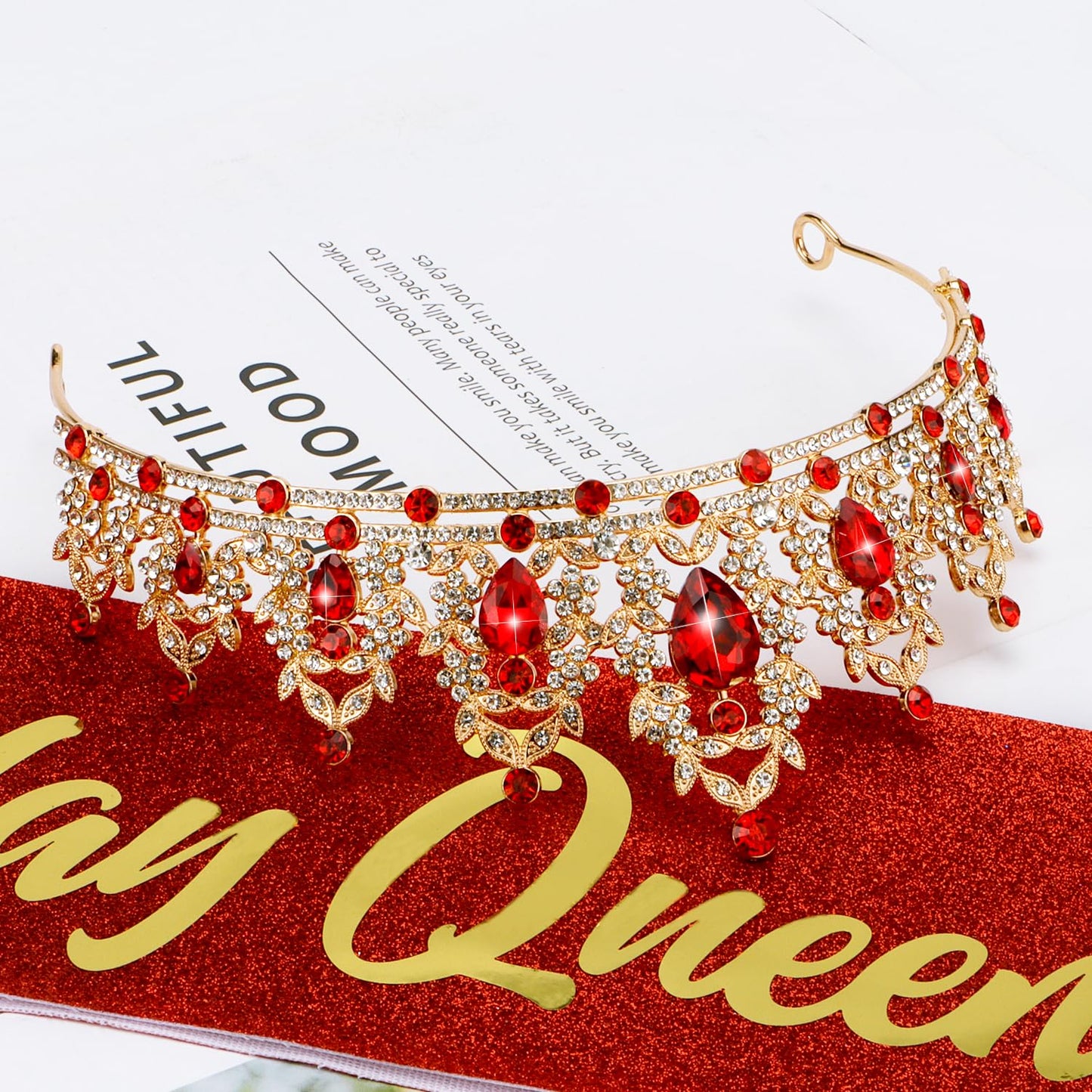 Atoden Green Birthday Crown and Sash Tiara for Women and Girls, Crystal Rhinestone Tiara for Birthday Party, Wedding, Quinceanera, Prom, Festival, EF8277