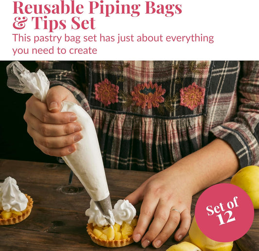 Set of 200 - Anti Burst Piping Bags 12 Inch - Prestee Tipless Icing Bags - Durable Frosting Piping Bag Tools - Pastry and Cookie Decorating Supplies