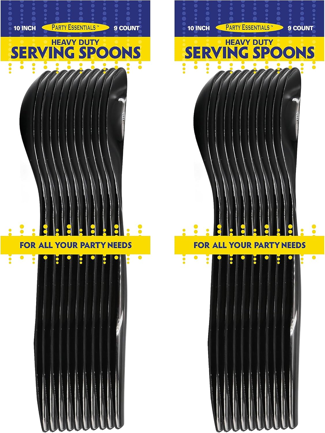 Party Essentials Disposable Heavy Duty Plastic Serving Utensils for Buffets Events Parties, 4-Sets of Spoons/Forks/Tongs, Black