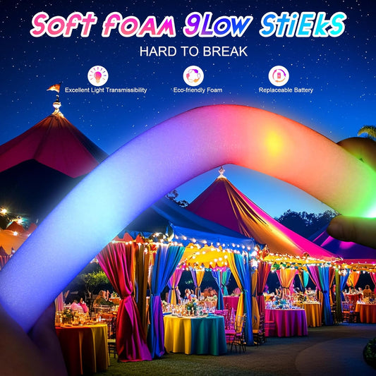 36 Pcs LED Foam Glow Sticks Bulk,Glow in The Dark Party Supplies,Foam Light Up Sticks 3 Modes of Color Flashing for Birthday,Wedding,Raves,Carnival,Halloween Christmas,New Year,Concert