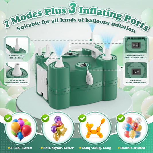 LooLaa Balloon Pump 4-in-1 Electric Balloon Inflator with Triple Inflating Ports for All Balloons Air Filler Machine for Sports Balls Inflator Deflator for Inflatables