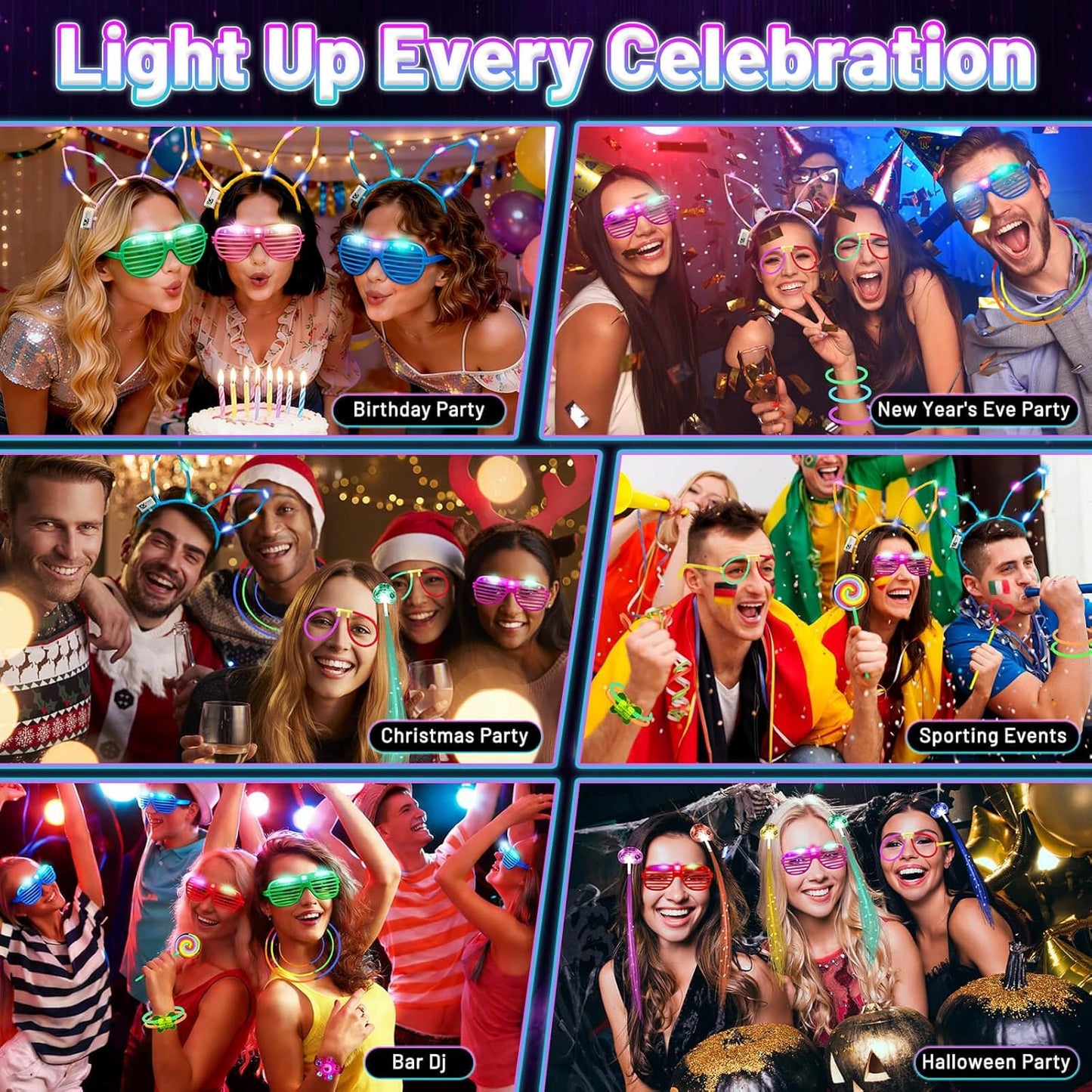 276 PCS Glow in the Dark Party Supplies, Light Up Party Favors ,Neon Glow Party Supplies with Glow Sticks, Light Up Glasses, Headband, Finger Lights, Bracelet, LED Hair Clips