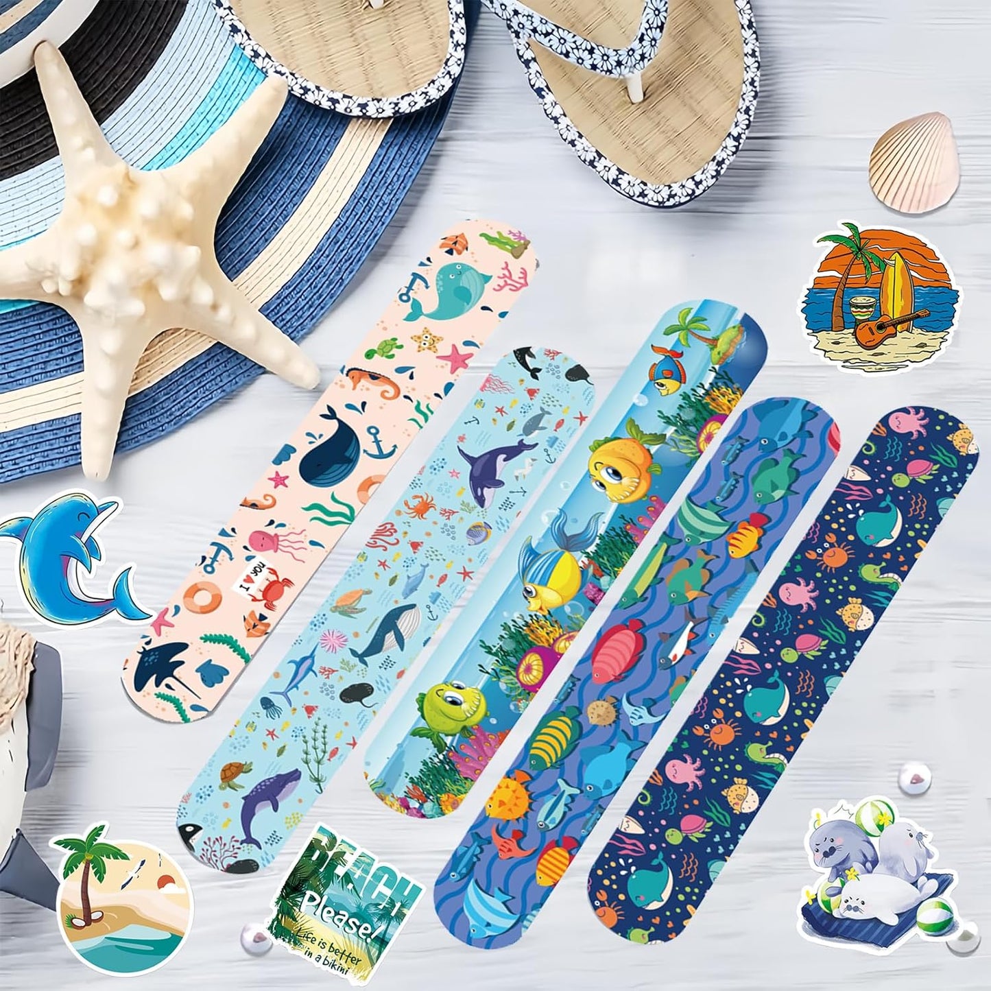 CZWXOXO 74Pcs Dinosaur Theme Party Favors Contain 24 Pcs Slap Bracelets 50Pcs Stickers, Dino Theme Birthday Party Decorations,Classroom Rewards Supplies.