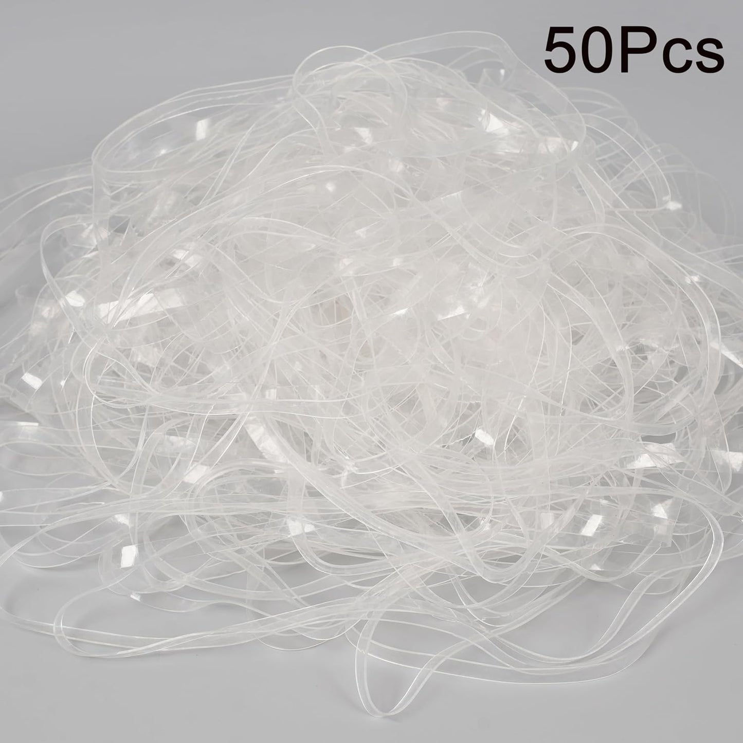 Rubber Bands Large 8inx0.2in Clear Rubber Band 50Pcs for Balloon Arch Elastic Tying Bands Rubber Bands for Office Crafts Transparent TPU Rubberband Clear Elastic for Home Office Crafts