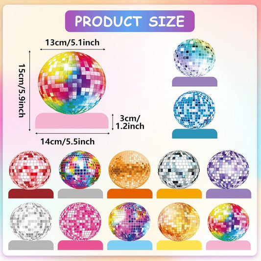 12PCS Disco Ball Centerpieces Disco Ball Party Decorations Colorful Disco Ball Table Decor 70s 80s Theme Music Party Honeycomb Centerpieces for Party Birthday Supplies