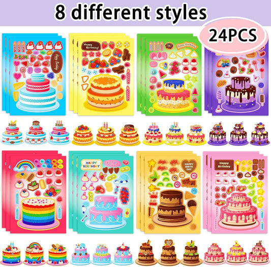 24 Sheets 8.3''×5.9'' Make Your Own Ice Cream Stickers for Toddlers Kids Party Favors, Make a Face Stickers for Kids Activities Supplies Crafts
