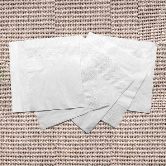 200 Count Napkins 2 Ply Plain White Beverage Napkins Disposable Four Fold Cocktails Paper Napkins 4.9" X 4.9" folded for Party and Every Day Use