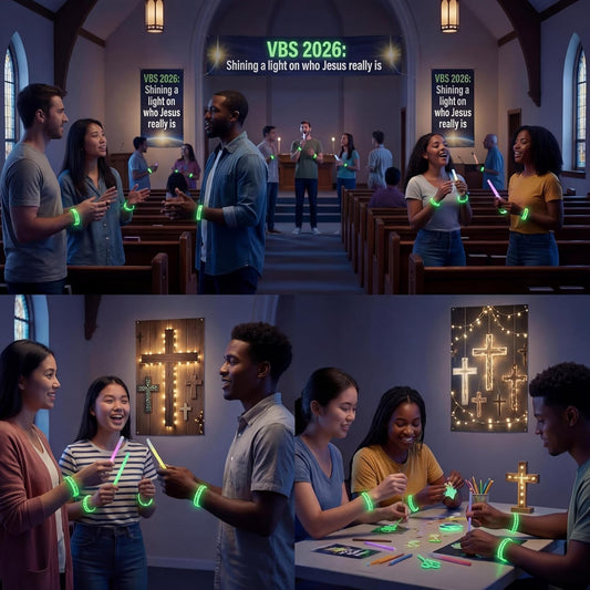 Soulchen 100 Pcs Vbs 2026 Glow in The Dark Christian Silicone Wristbands, Illumination Themed Religious Bracelets Bulk Jesus Is The Light of The World for VBS Classroom Church Sunday School