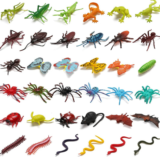 73 Pack Plastic Fake Mini Bugs Set, Realistic Insects Toy for Kid, Colorful Assorted Play Bug for Children Toddler, Education Insect Themed Party, Gift for Halloween Goody Bag Filler Cupcake Topper
