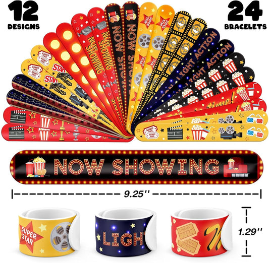 60 PCS Movie Night Party Favors Set - 36 Temporary Tattoos Sticker & 24 Slap Bracelets for Kids, Perfect for Birthday Parties, Classroom Rewards and Gifts