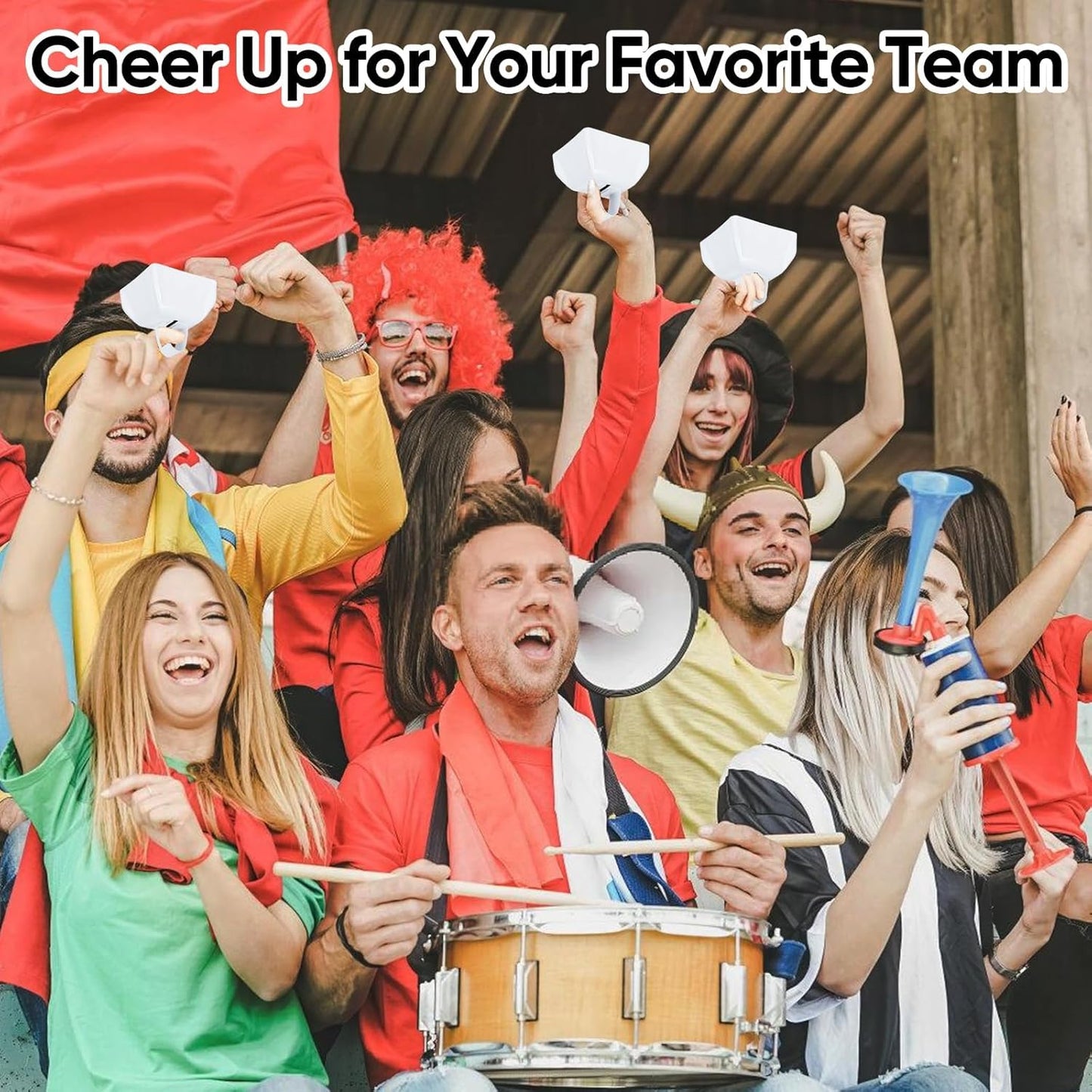 Cow Bells Noise Makers Red Cheering Bell for Sporting Events: 12 Pcs Metal Cowbells with Handle - Small Loud Bell Bulk Hand Percussion for Football Games Graduation Weddings-Red