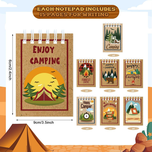 Eaasty 32 Pack Camping Party Favors Small Notebooks for Kids Adventure Mini Notepads Spiral Pocket Memo Notepads Birthday Party Favors Summer Sleepaway Teacher Classroom Rewards Supplies
