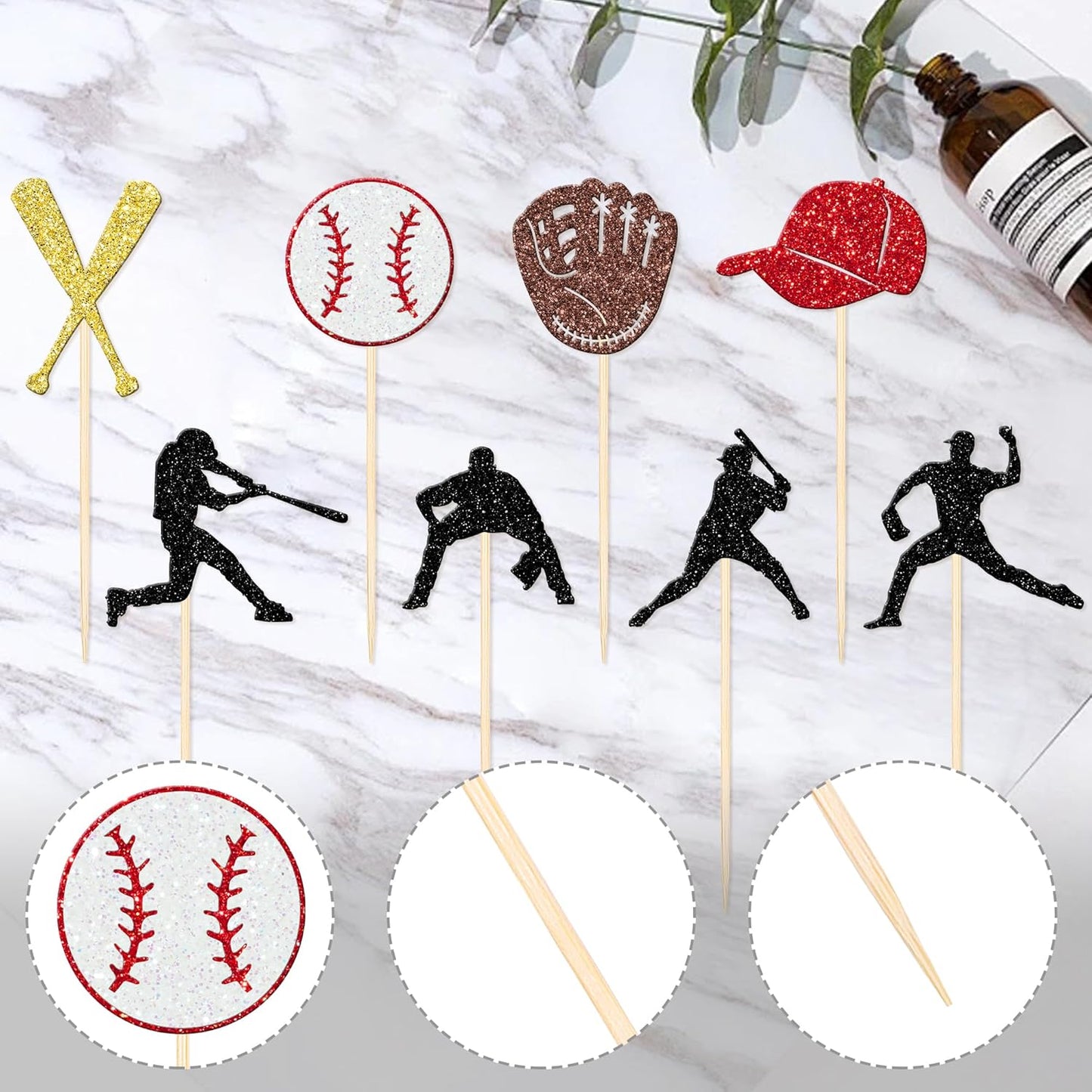 16 PCS Baseball Centerpiece Sticks Double Sided Baseball Players Sports Theme Table Flower Centerpieces Sticks for Baseball Theme Baby Shower Kids Birthday Party Centerpiece Decorations Supplies