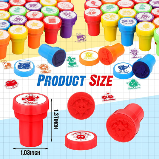 Fuyoooo 50 Pcs Teacher Stamps for Classroom Self Inking Stamps Colorful Reward Stamper Motivational Classroom Stamper for Teacher Encouraging Kid Student Homework School Carnival Prize 50 Designs