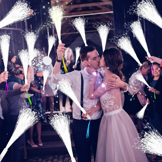 SHQDD 28 PCS Fiber Optic Wands with 3 Light Modes, Glow Wands & Light Up Wands for Kids, Sparklers Fireworks Sticks, Fiber Optic Lights for Wedding, New Year, Birthday, Carnival Parties