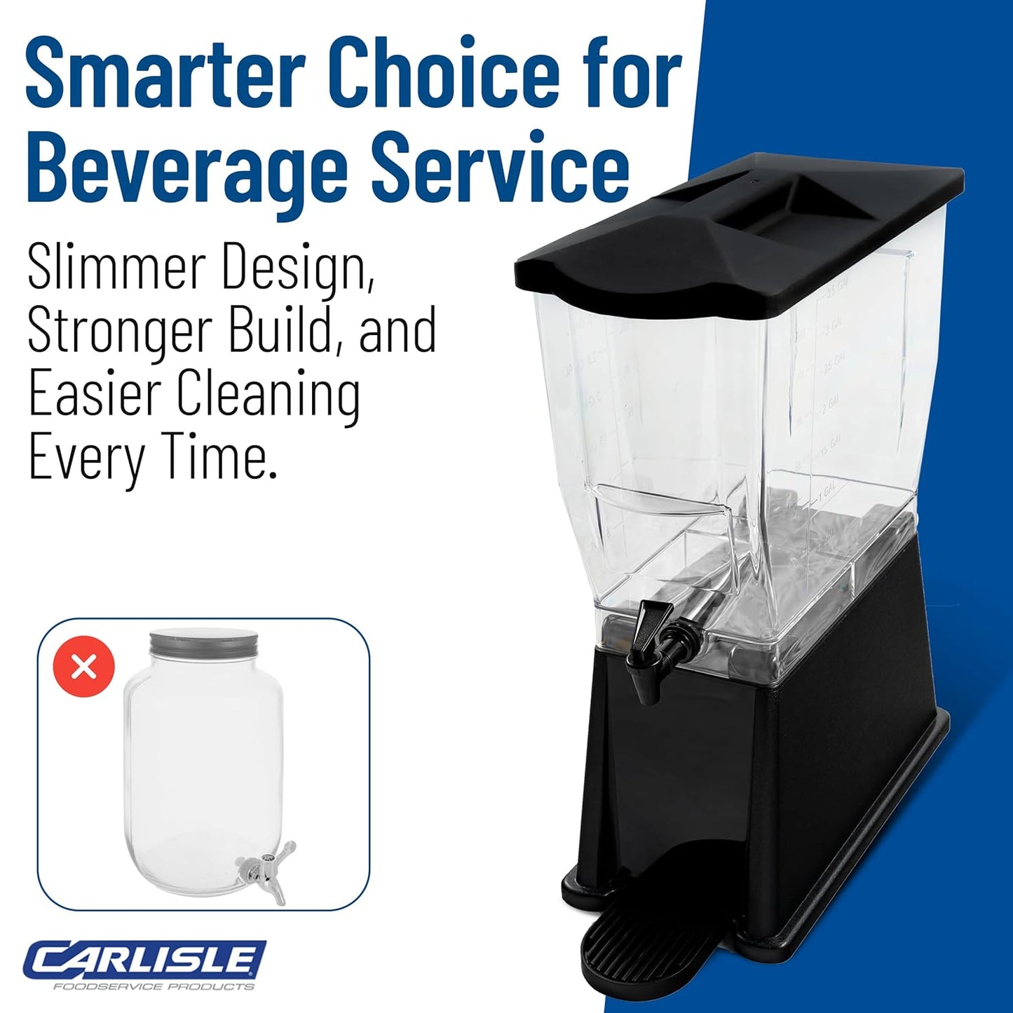 Carlisle FoodService Products Trimline Double Base Rectangular Beverage Dispensers with Spigot for Catering, Buffets, Restaurants, Polycarbonate (Pc), 2 x 3.5 Gallons, Black