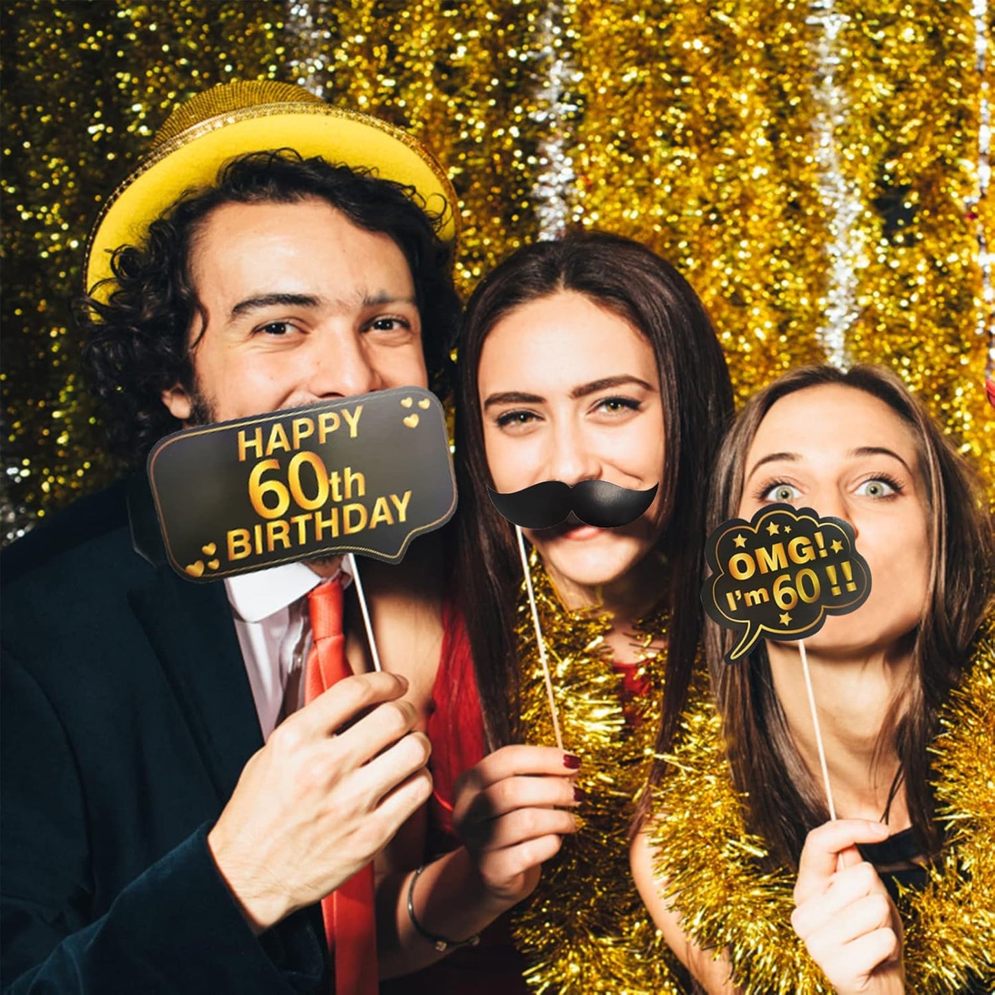 40th Birthday Photo Booth Props, LMSHOWOWO Inflatable Photo Booth Frame, Giant Black Gold Inflatable Selfie Frame, Birthday Party Photo Props, for Women Men Birthday Party Decorations, Random Style
